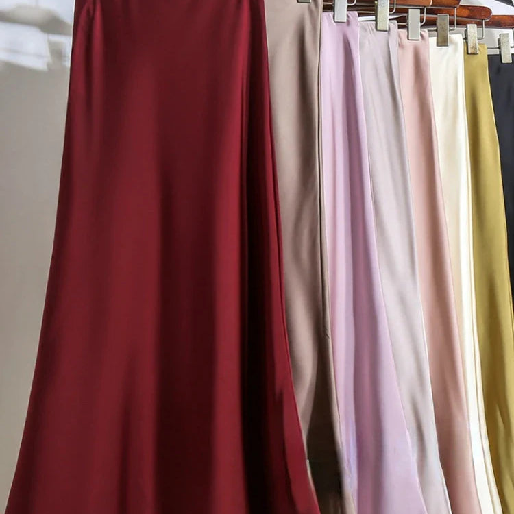Acetic Satin Fishtail Skirt Woman Korean Fashion Elastic High Waist Skirts for Women Spring/summer New Slim Long Dresses
