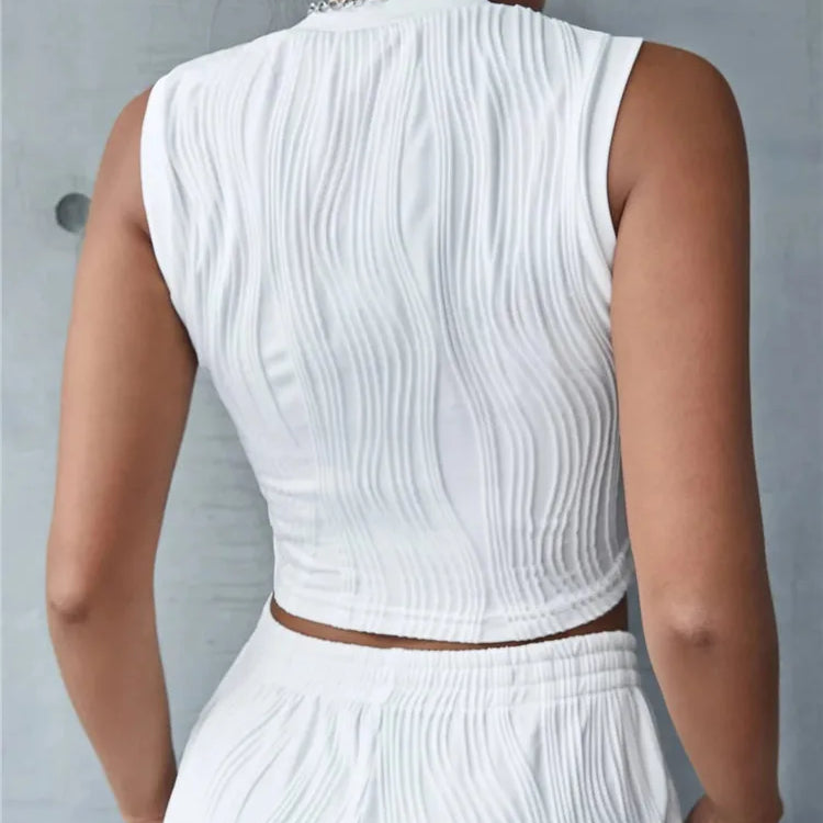 Casual Sleeveless Rib Knit Tank Top Women Summer Y2K High Street Style Koreanfashion Mock Neck Slim Fit Crop Top Streetwear