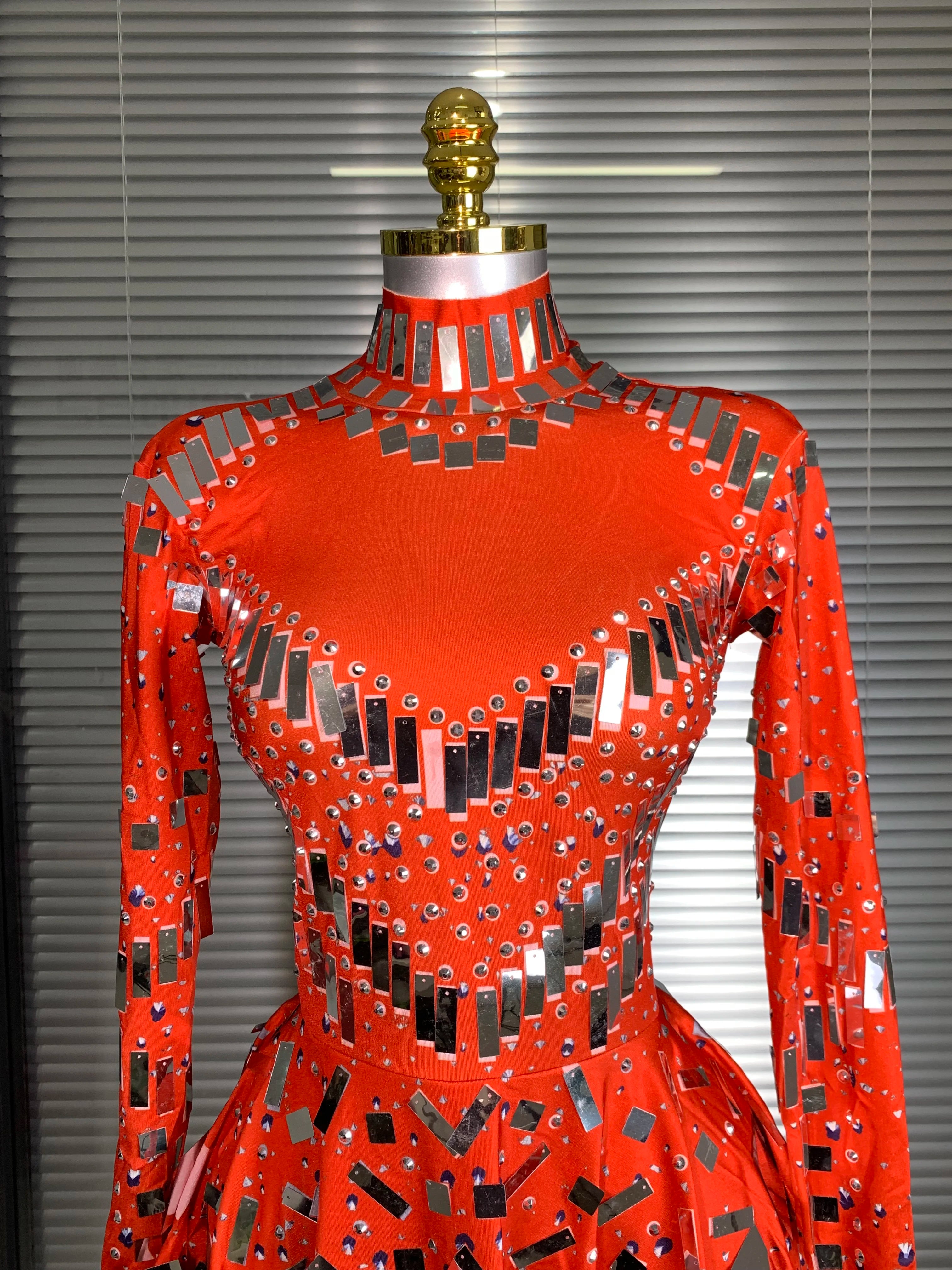 New Celebrity Women Sexy Stretched Mini Night Club Sparkly Sequins Performance Costume Stage Dancer Party Dress