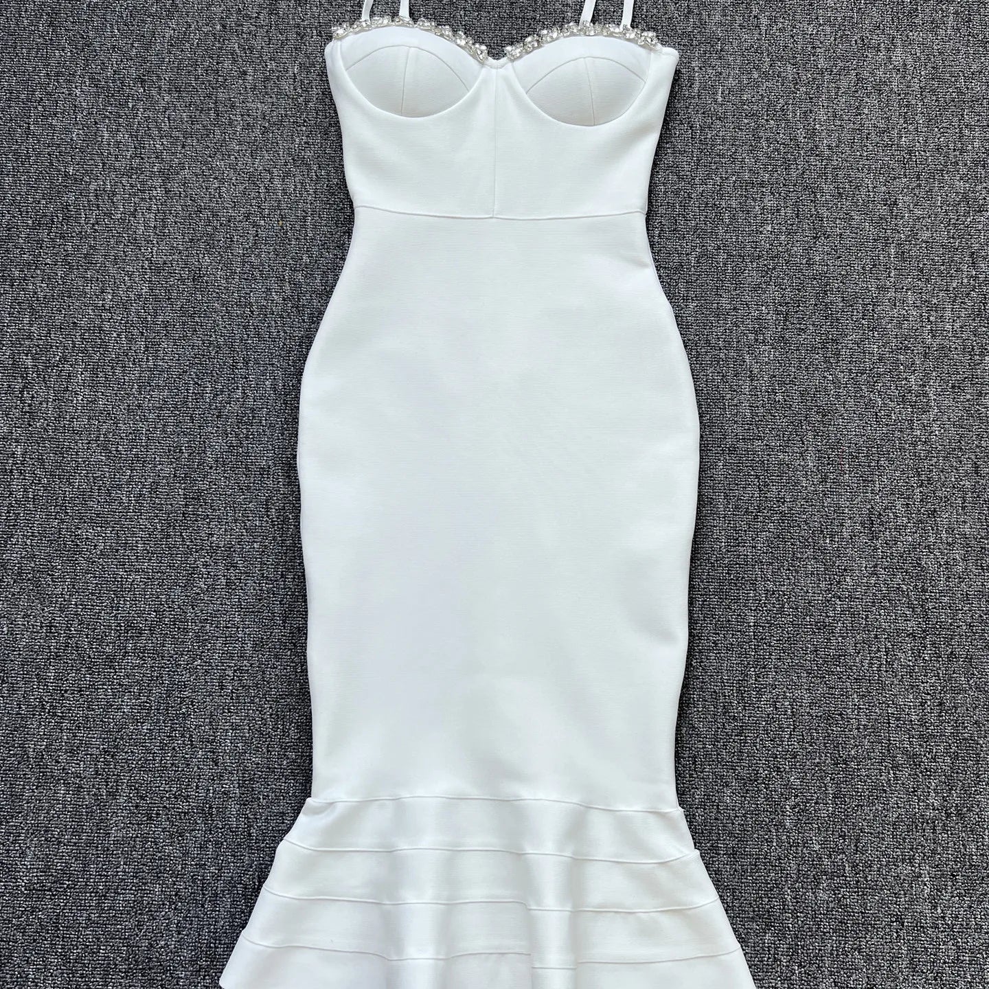 Vestido de celebridade com brilhantes, babados na altura do joelho, rayon, bandagem, elegante, para festa de clube