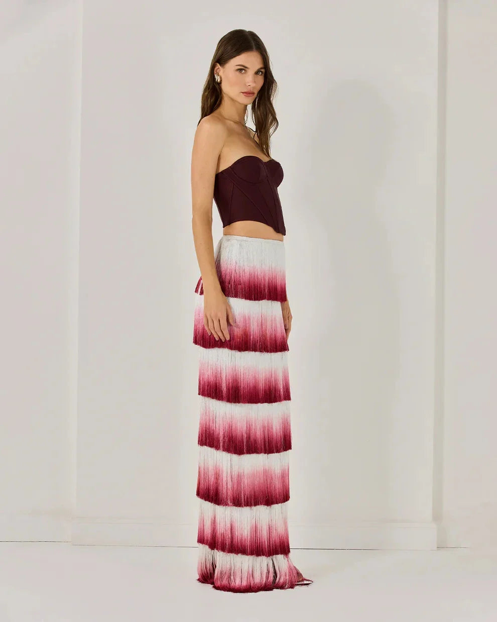 Arrival Women Sexy Strapless Gradient Tasseles Strapless 2 Pieces Bodycon Bandage Long Dress Celebrate Birthday Party Outfit