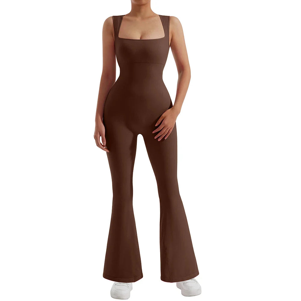 One-piece Outfit Jumpsuit Women Bodycon Jumpsuit Long Sleeve Square Neck Rompers Overalls Casual Streetwear Playsuits Bodysuit SJWC002DB