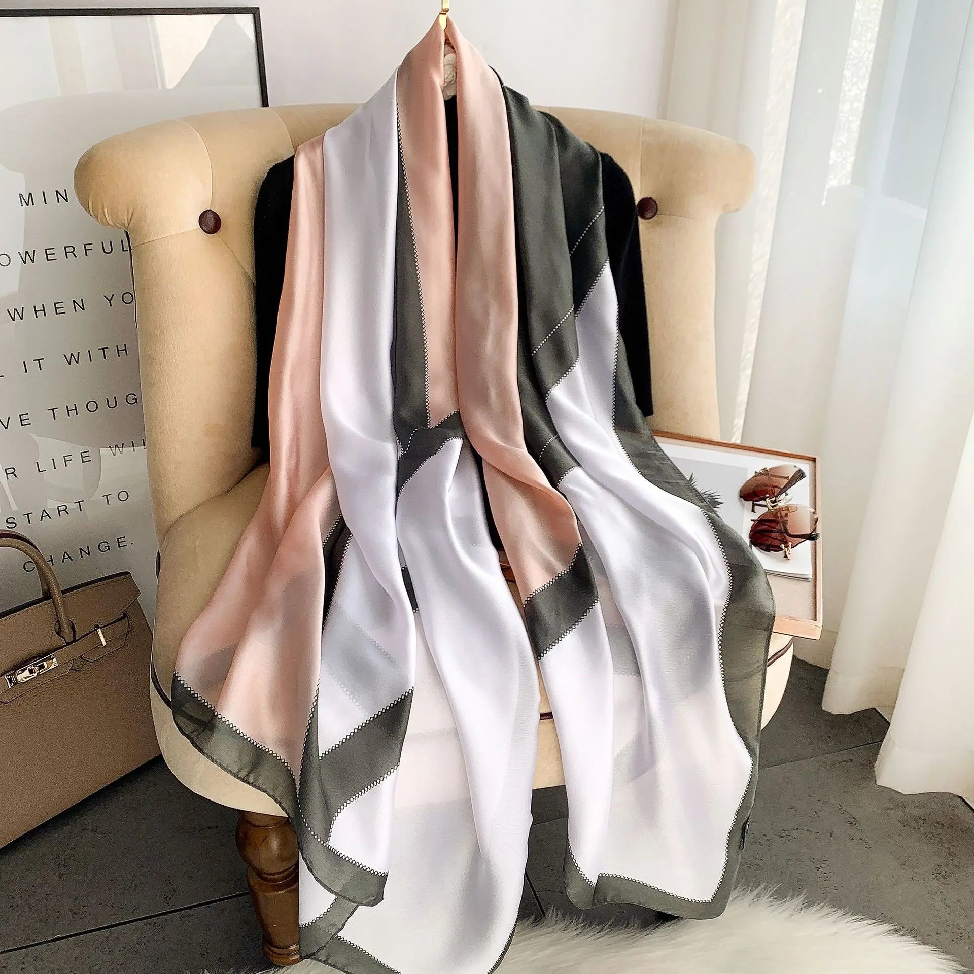 180*90cm Luxury Brand Spring Summer Autumn Women Clothing New Fashion Color matching printed silk scarf lady popular turba 18 180cmx90cm