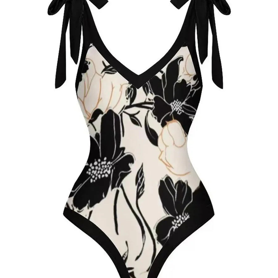 String One Piece Swimsuit & Vent Skirt Padded Sexy Swimwear Women Bathing Suit Female Swimming Summer Beachwear Bodysuit