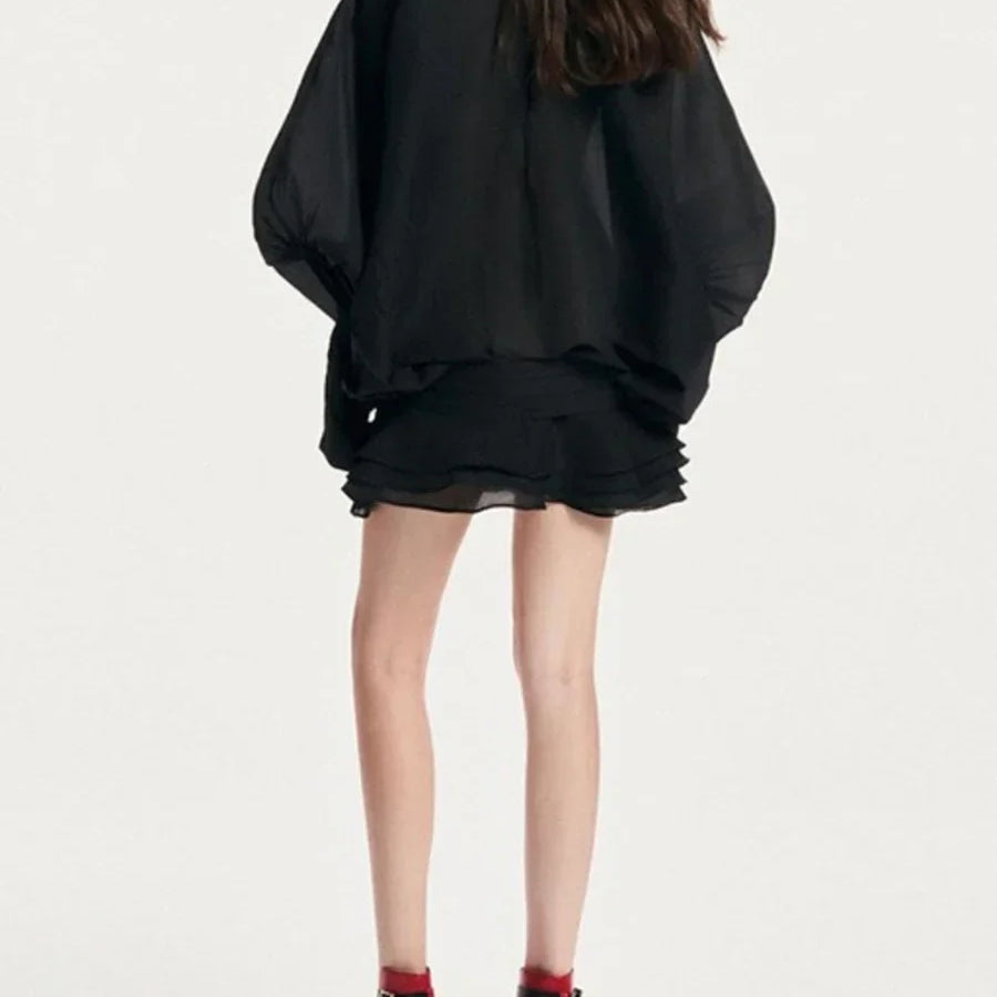 Solid Slimming Fashion Mini Dresses for Women Round Neck Long Sleeves Patchwork Lace Up Temperament Dress Female