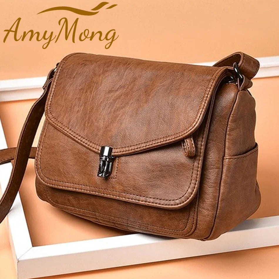 Women Fashion Leather Handbag Purses Female Retro Shoulder Crossbody Messenger Bag Luxury Designer Sac for Ladies