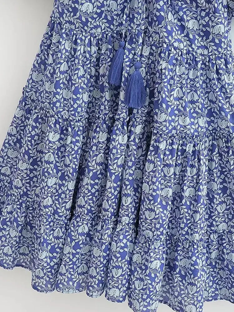 Sexy Square Neck Print Mini Dress Women Fashion Short Sleeve Slim Dresses Summer Casual Female Beach Party Vacation Vestido