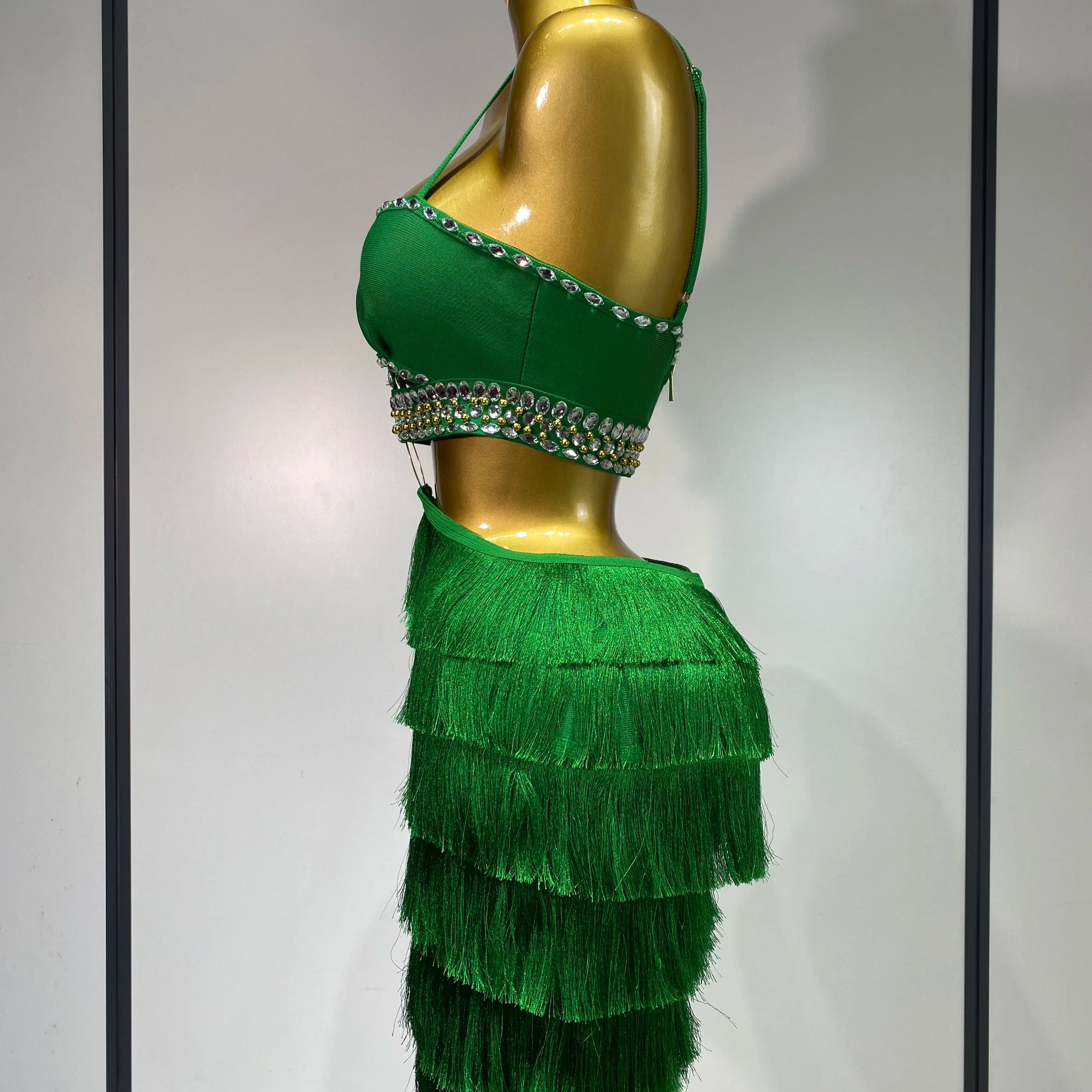 Sexy Sling Backless Dress Women Green Bodycon Bandage Dress 2025 Celebrity Elegant Evening Club Luxury Birthday Party Dresses