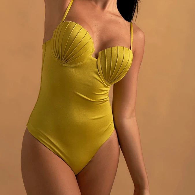 Sexy Suspenders Solid Color Women's Bikini Designer New Luxury Backless One-Piece Beach Swimsuit And Skirt