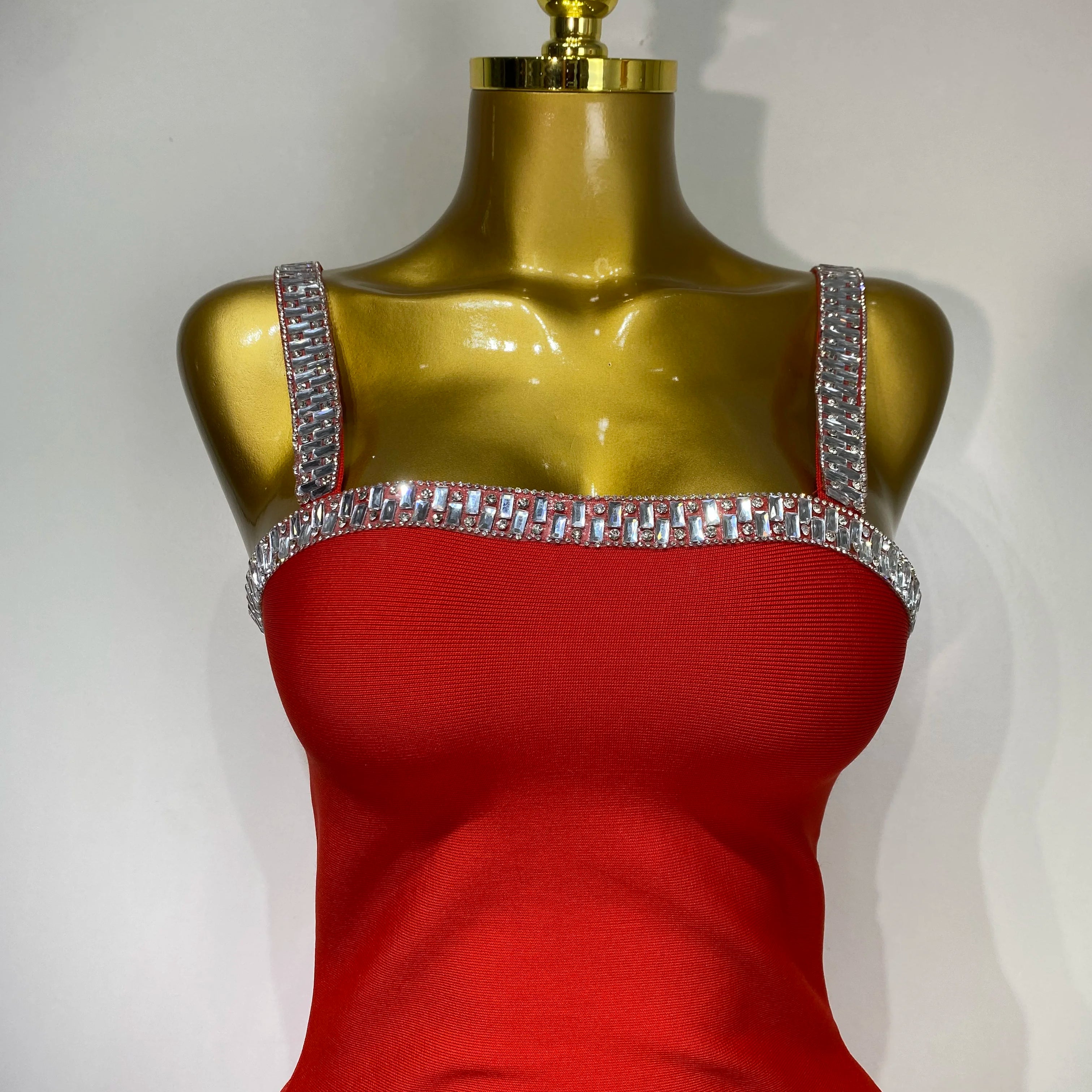 Women Sexy Black Red Sparkly Mini Bodycon Bandage Dress Sleeveless Luxury Diamonds Elegant Evening Club Party Birthday Dress