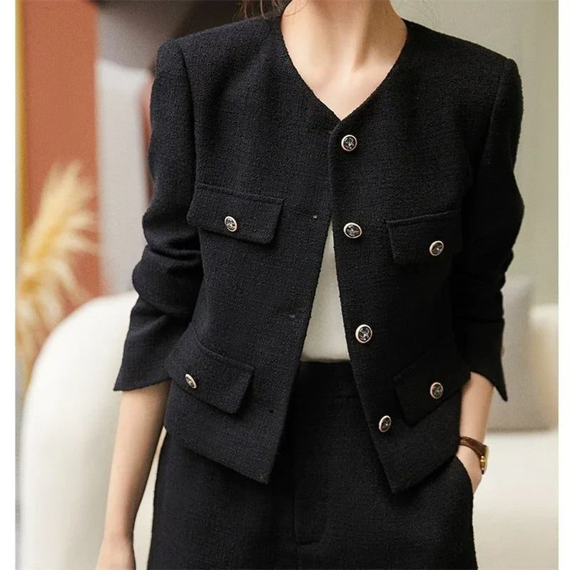 Spring Autumn Women's Blazers 2024New Elegant Slim Cropped Streetwear Green Suit Coat Fashion Ladies Jackets Outwear Female Tops