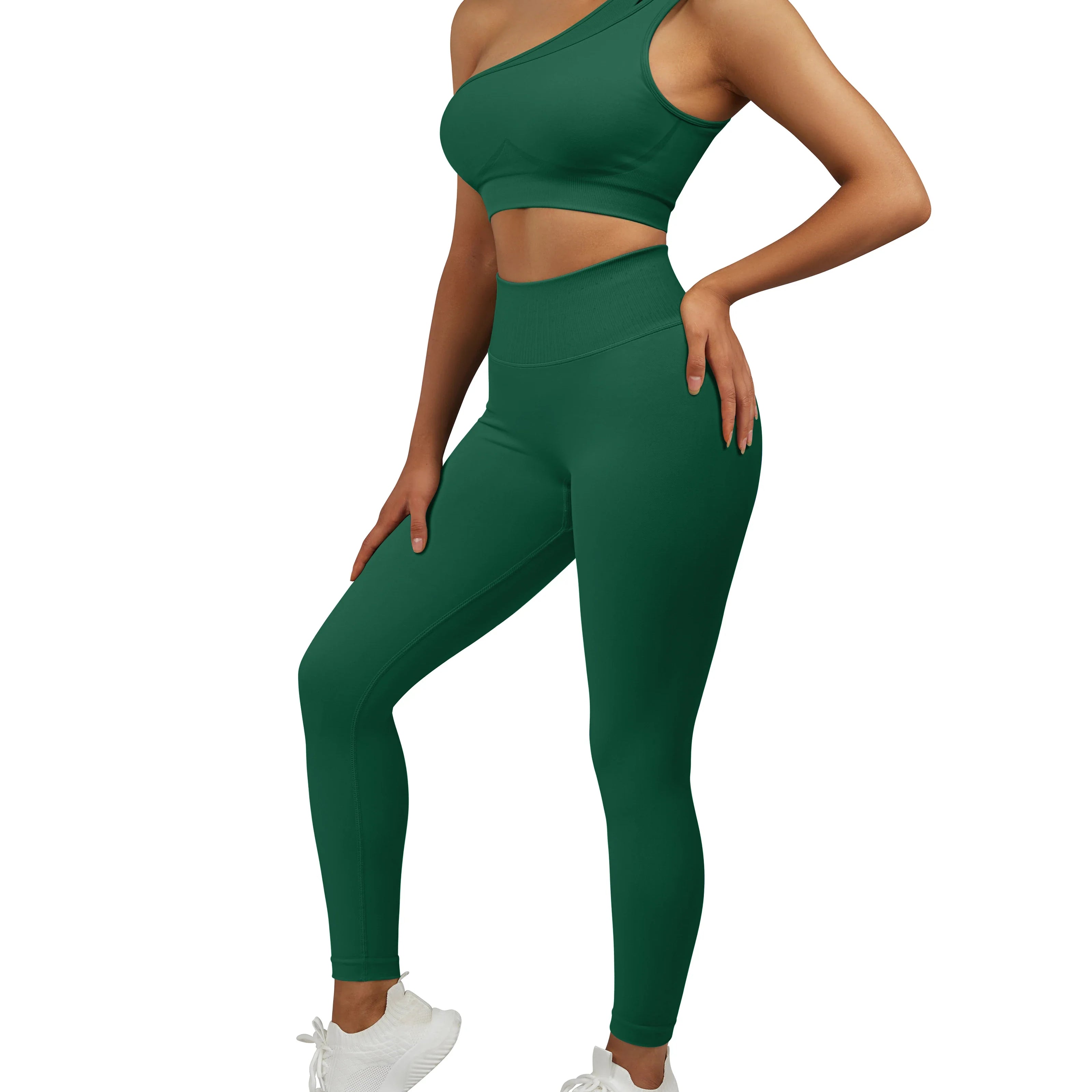 2 Pcs Yoga Set Women Seamless Gym Sportswear Outfits Workout Fitness Gym Clothing One Shoulder Sports Suit for Fitness Women