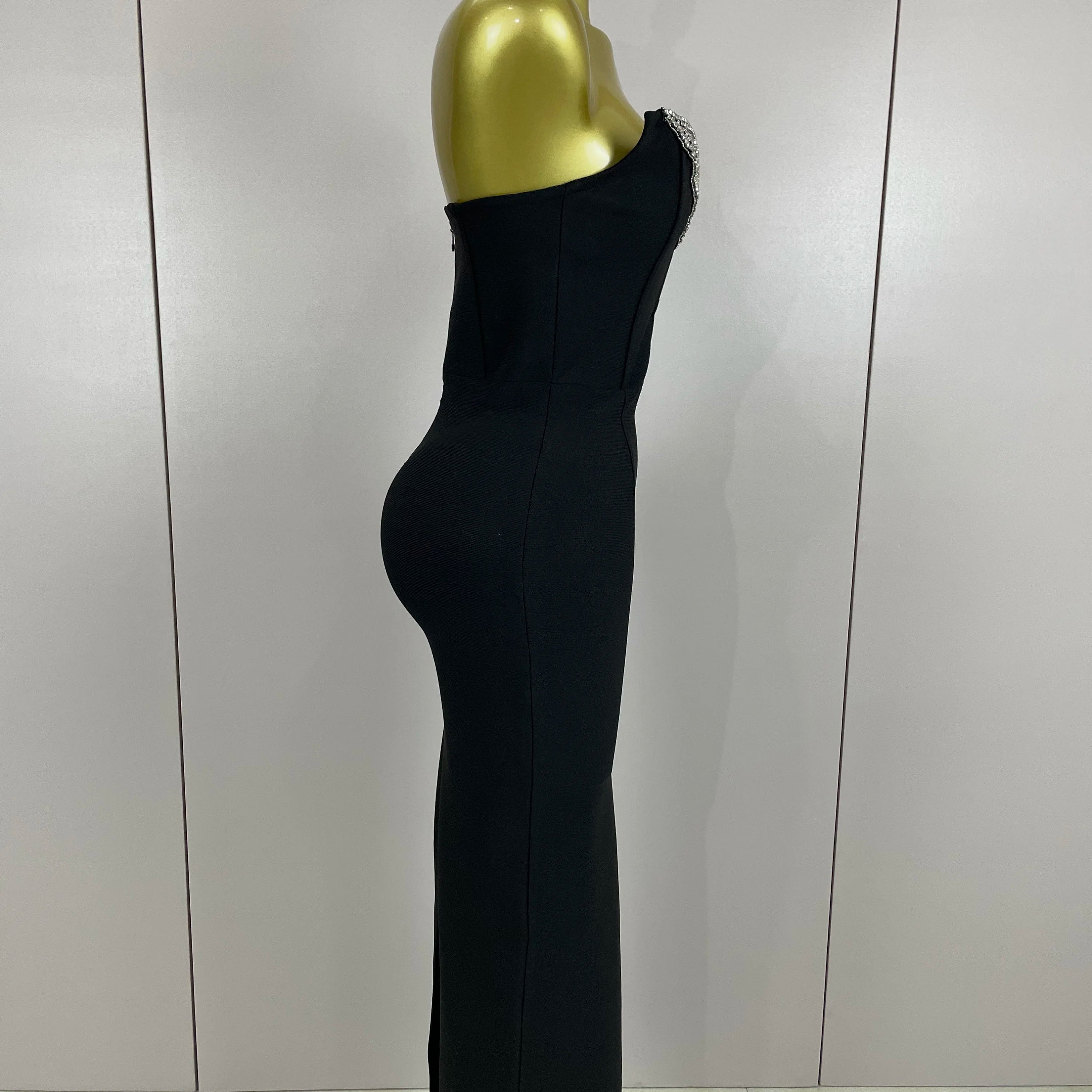 2025 Women Sexy Strapless Sparkly Rhinestones Bodycon Bandage Long Dress Fashion Celebrate Evening Party Luxury Birthday Dresses