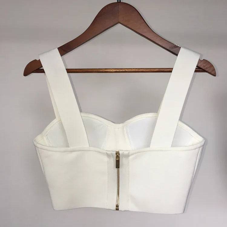 Women Summer Soild Sexy Strapless Backless Orange Black White Camis Bandage Tops 2023 Celebrity Designer Fashion High Street Top