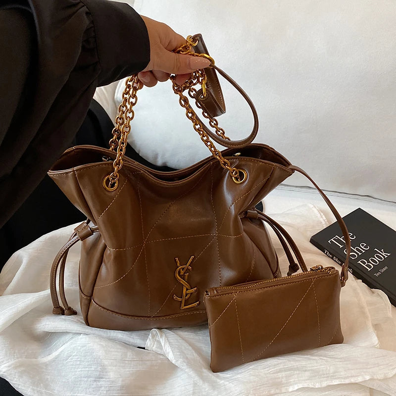 Premium Designer Inspired Shoulder Bag Women, Elegant Leather Crossbody Messenger Purse Tote Handbag Classic Style