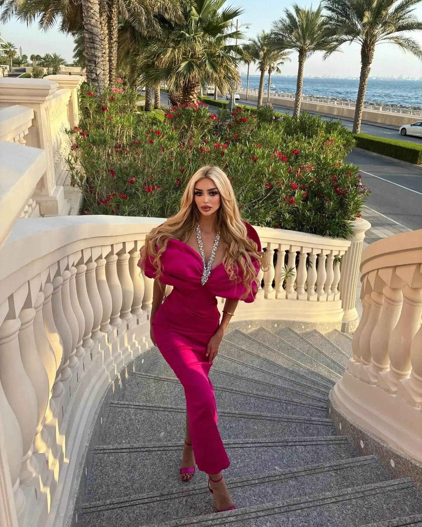 Red Black Women Sexy Halter Off the Shoulder Crystal Ruffles Bodycon Long Bandage Dress Nightclub Party Birthday Celebrate Wear