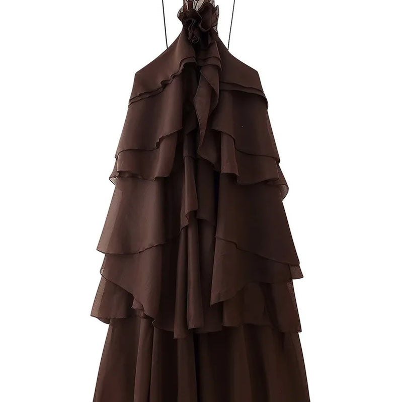 CM.YAYA Women Sleeveless Ruffles Loose Ball Gown Smock Strap Maxi Long Sexy Dress 2025 Birthday Vacation Party Dresses Vestidos