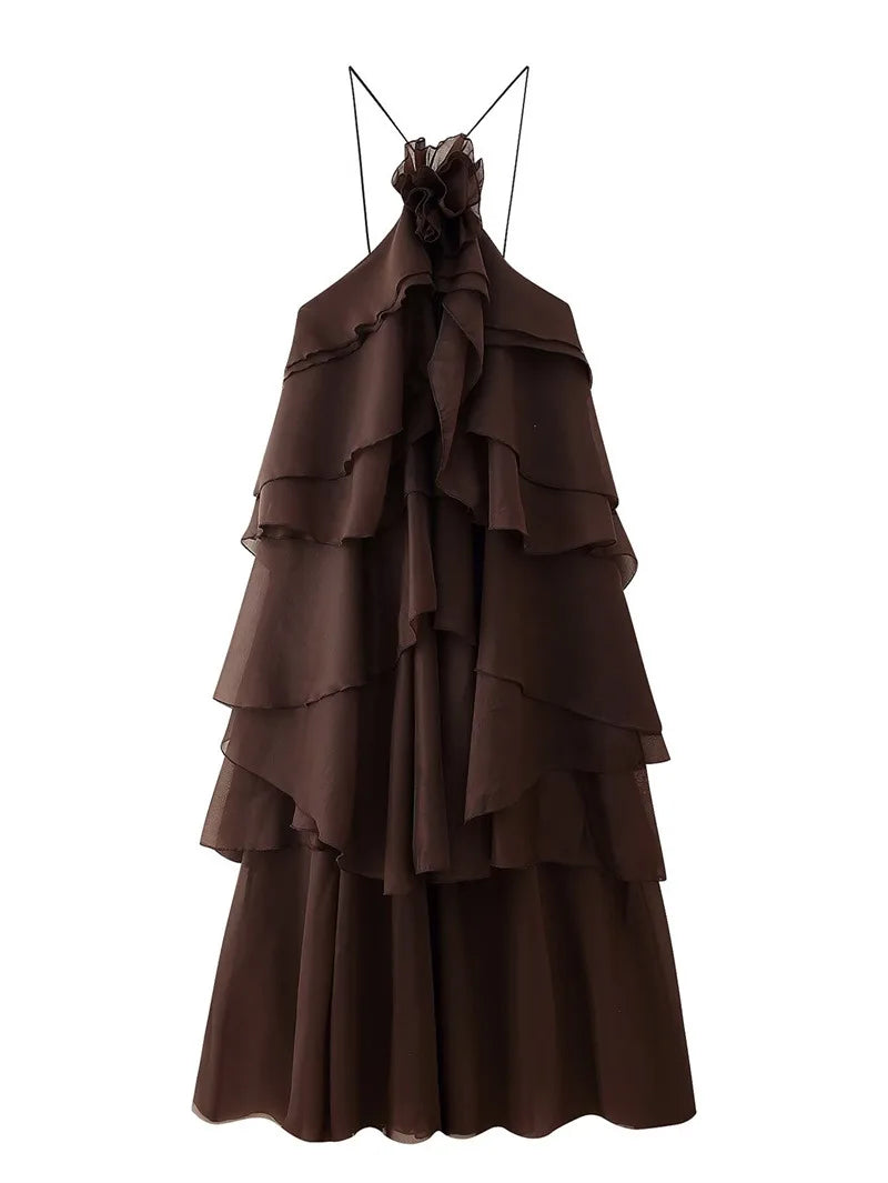 CM.YAYA Women Sleeveless Ruffles Loose Ball Gown Smock Strap Maxi Long Sexy Dress 2025 Birthday Vacation Party Dresses Vestidos