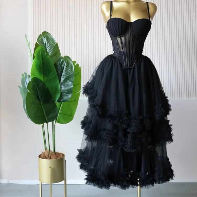 CM.YAYA Women's Dress Set Sleeveless Strap Tops and Pleated Tiered Skirts Suit Elegant Vacation Birthday Two 2 Piece Set Outfits