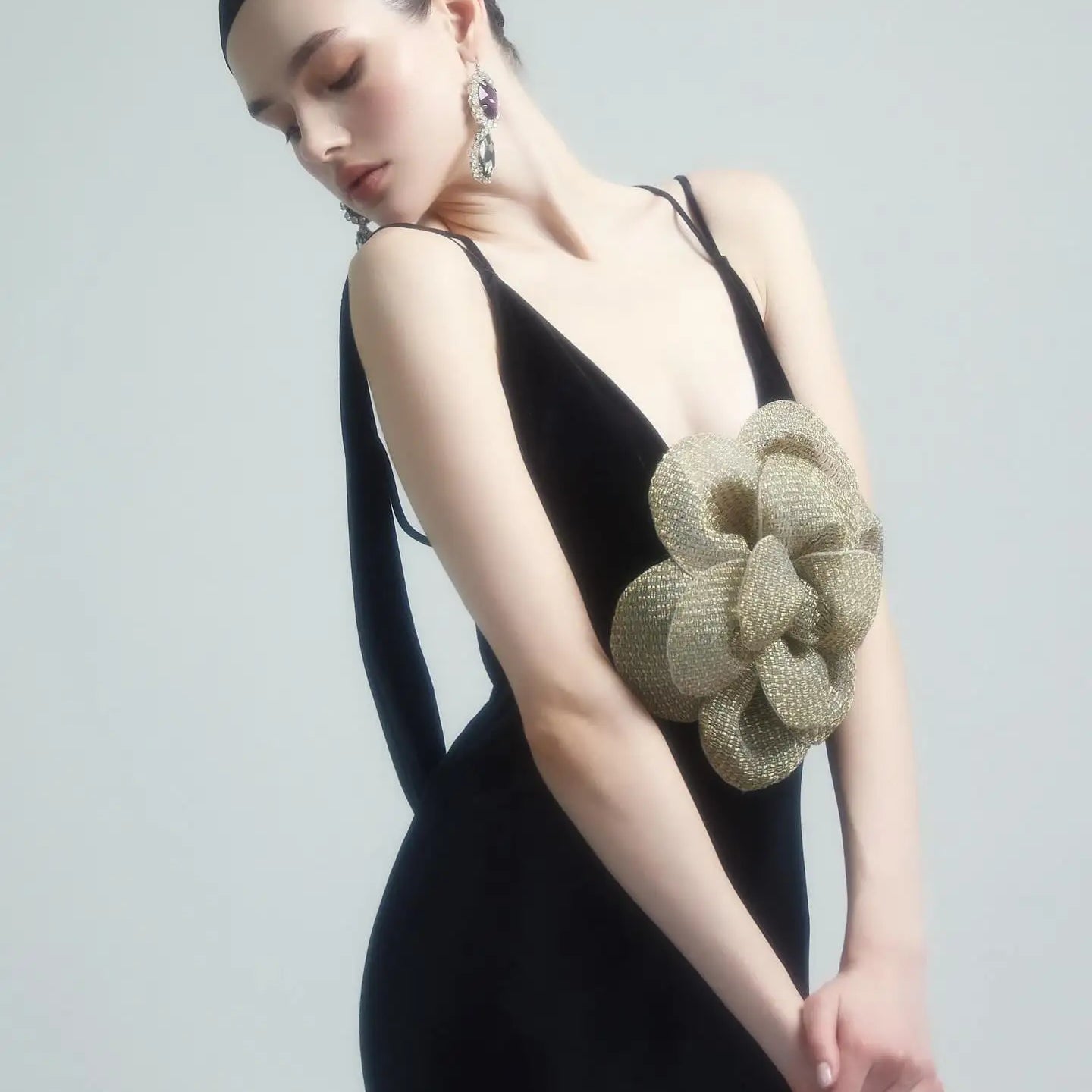 High Quality Women Sleeveless Sexy V-Neck Golden Florals Bodycon Long Dress Backless Vintage Evening Party Celebrate Dress