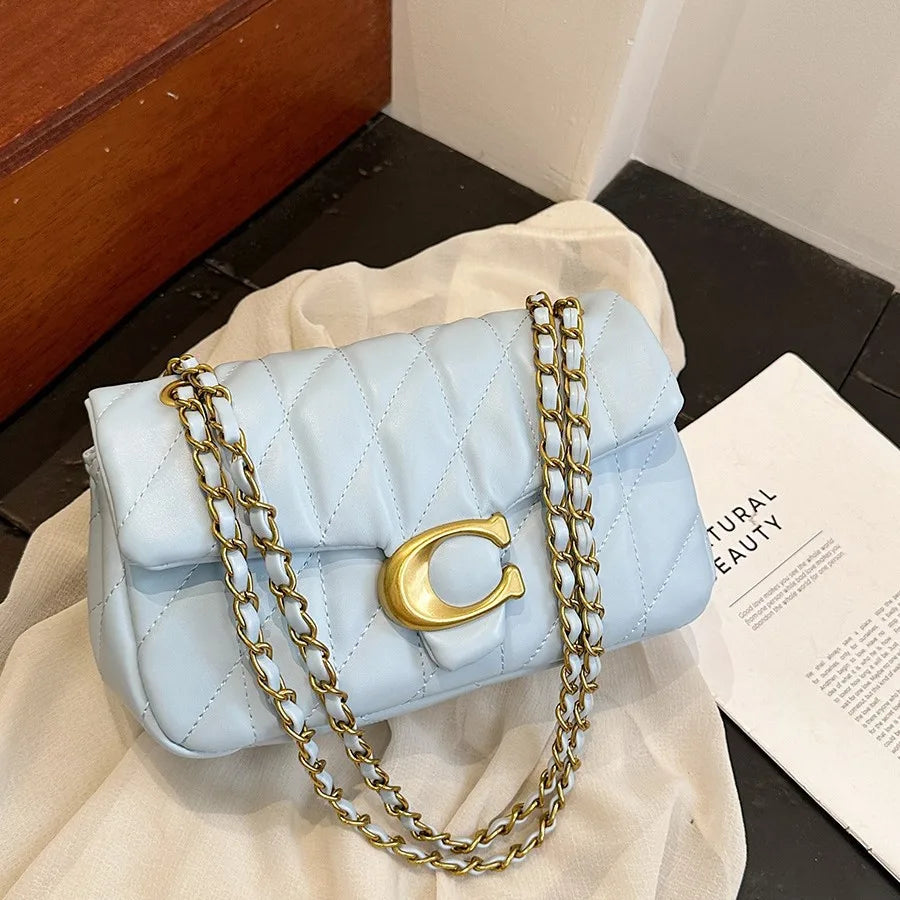 2025 Women's Quilted Crossbody Bag, Luxury Chain Strap Mini Bag, Diamond Pattern Shoulder Purse, Fashionable Elegant Clutch