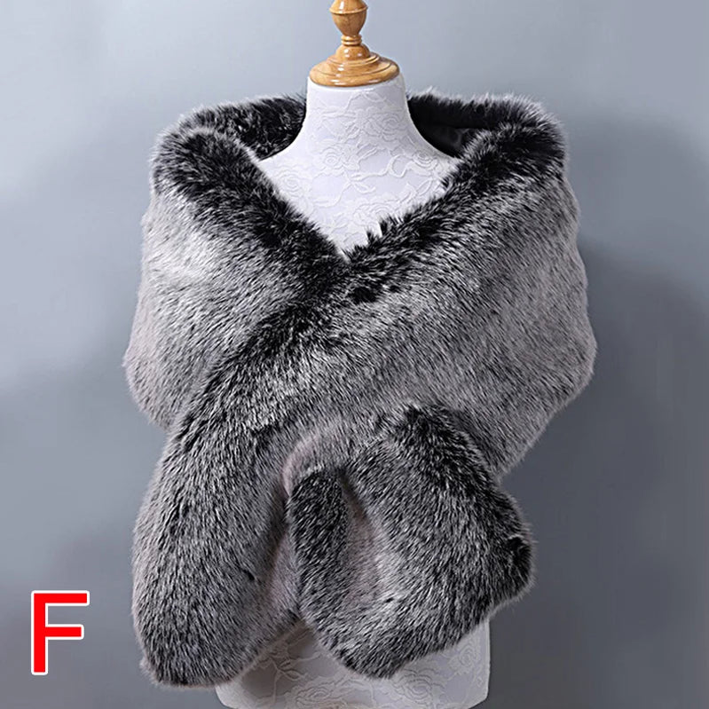 New Winter Women Fur Capes Champagne Wedding Faux Fur Bolero Stole Shawl Wraps Bridal Jacket Formal Evening Party Shrug F