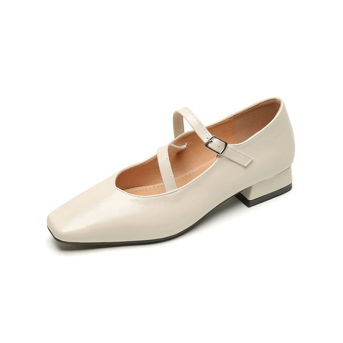 spring women's outerwear shoes Square toe design Mary Jane shoes Ladies casual high heels Work boat shoes Large sizes 41-43