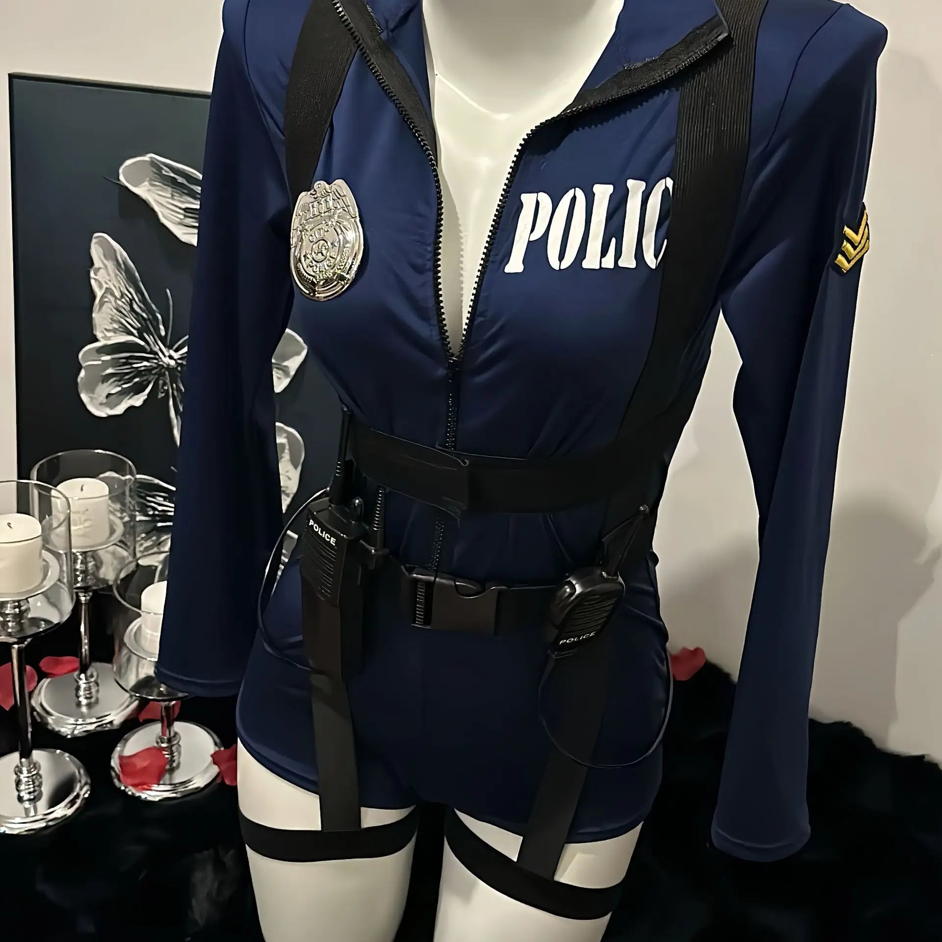 Halloween Sexy Cop Cosplay Erotic Lingerie Policewoman Costume Police Uniform Women Jumpsuit Nightclub Performances Costumes