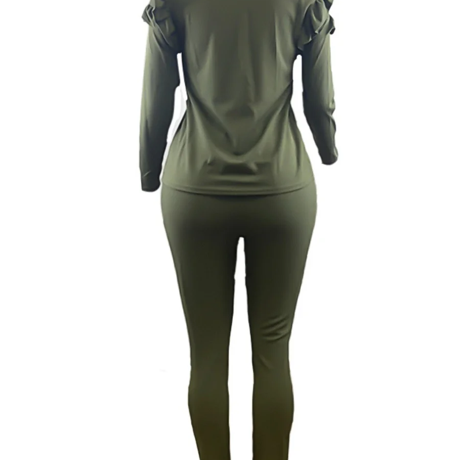 4XL 5XL LW Plus Size Trendy V Neck Striped Yellow Two-piece Pants Set Spring Women Basic Plain Ruffles Female Matching Suit