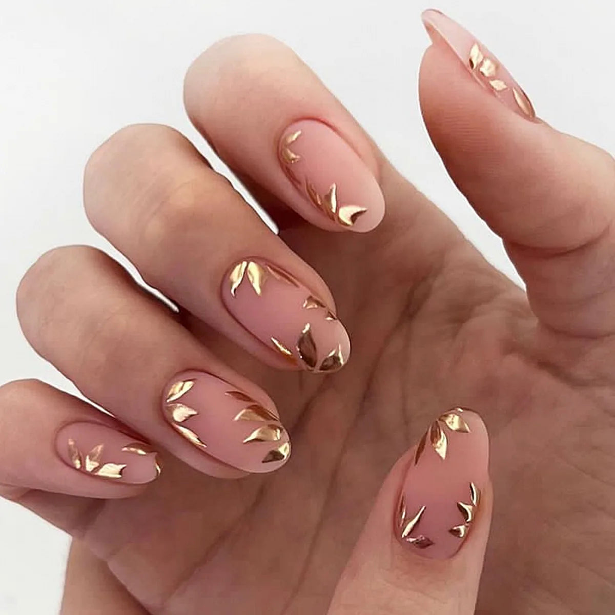24 unidades/caixa unhas postiças curtas amendoadas com cobertura total, design de flores de jardim, unhas de pressão, arte vestível, manicure colorida para mulheres e meninas
