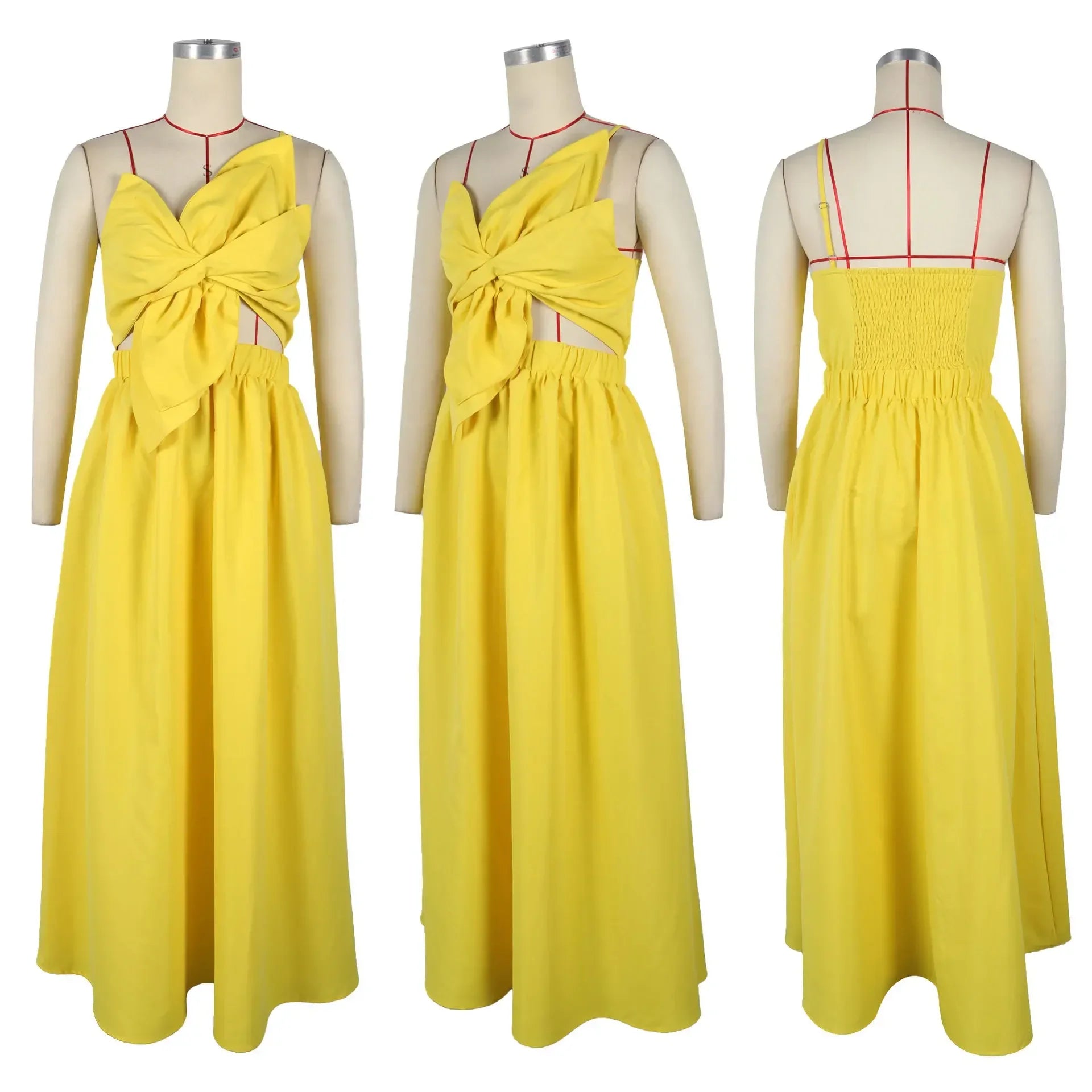 CM.YAYA Women Big Petal Front Strapless Midi Long Dress 2024 Summer Street Vestidos Sexy Party Evening Chic Big Swing Dresses