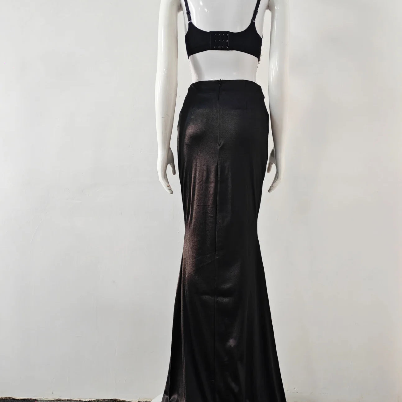 Summer Women Sexy Shinning Crystal Tops 2 Pieces Bodycon Long Dress Elegant Evening Birthday Party Cocktail Outfit