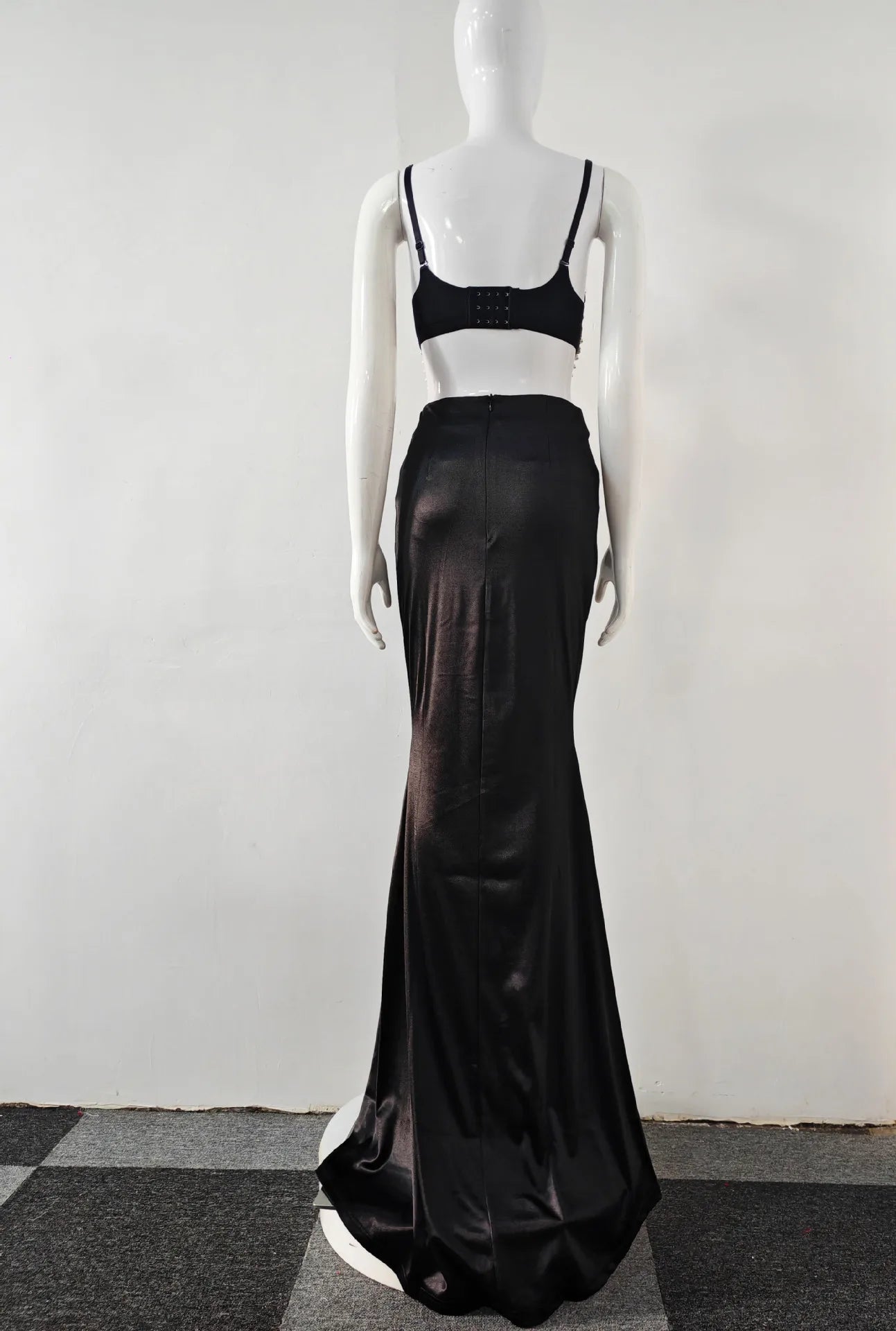 Summer Women Sexy Shinning Crystal Tops 2 Pieces Bodycon Long Dress Elegant Evening Birthday Party Cocktail Outfit