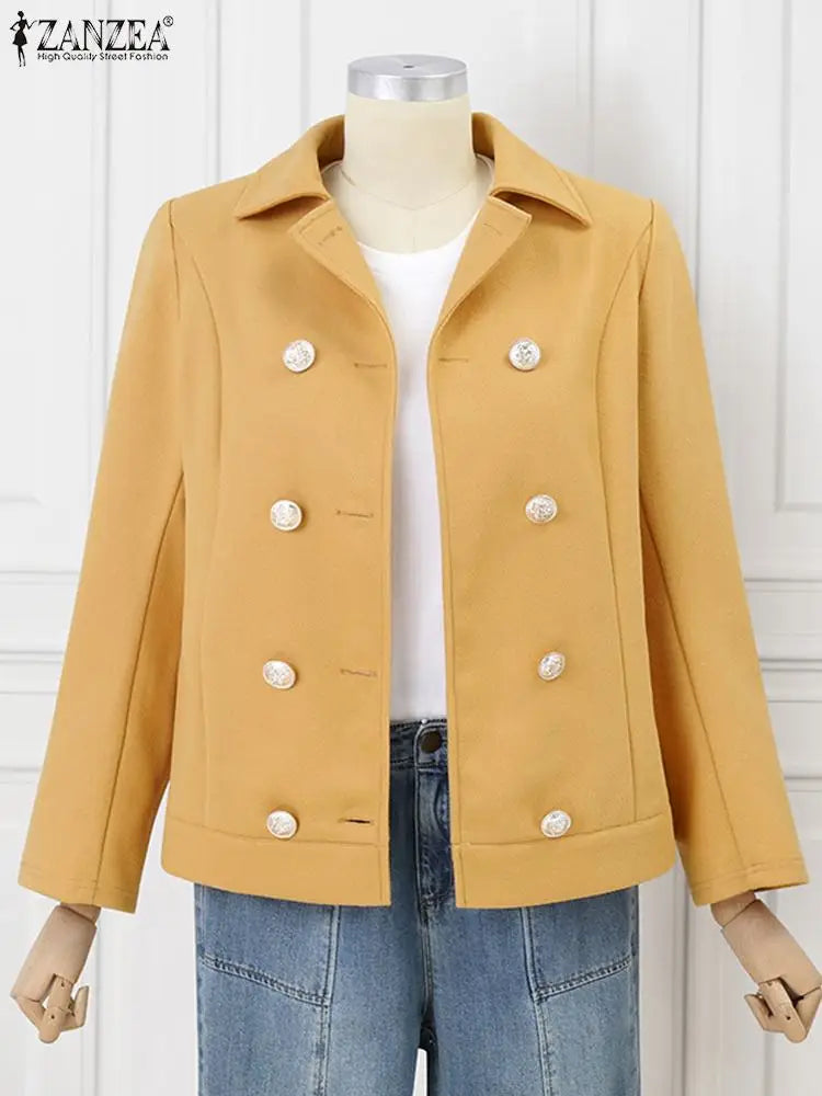 Warm Long Sleeve Outwears Women Tweed Coat Winer England Style Thin Trench Coat Casual Buttons Commuting Jackets