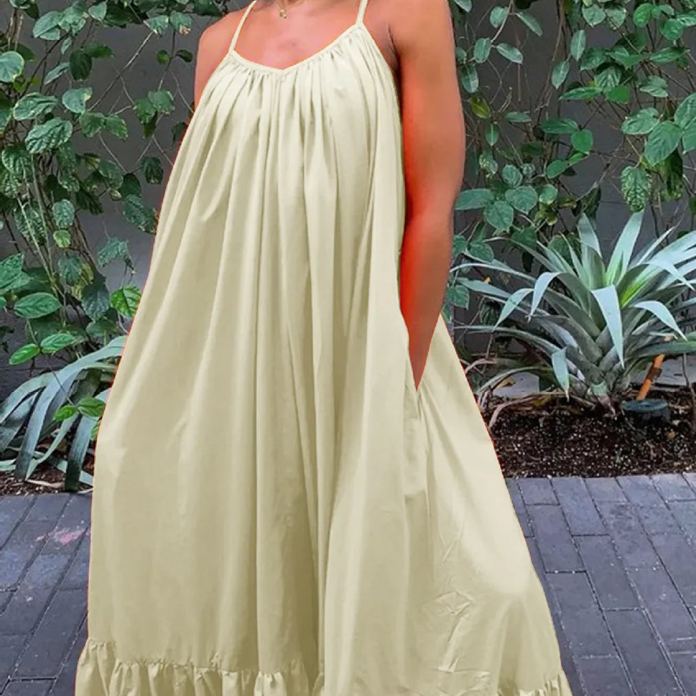 CMYAYA Women Summer Long Maxi Dress Sexy Sleeveless Strap Loose Beach Party Night Club Bandage Female S-5XL Dresses Vestido