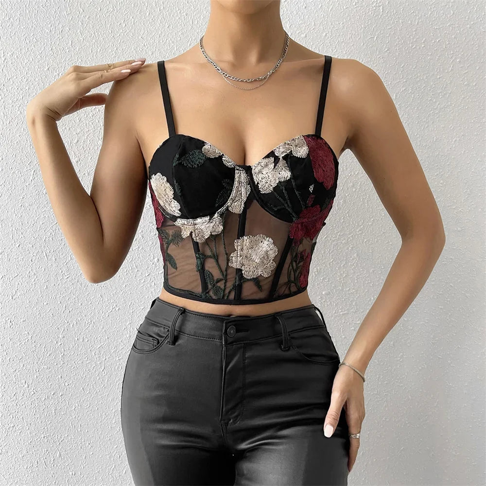 Sexy Shirt Women Clothing Corset Camis Blusas Shaper Harajuku Hot Tee Woman Tank Top Club Ropa Mujer Summer Ladies Crop Top 11-60369 black