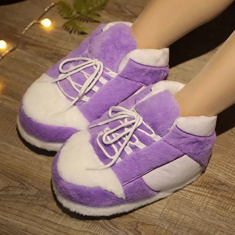 Women/Men Sneakers Unisex Winter Warm Home Slippers One Size Lady Indoor Cotton Shoes Woman House Floor Slippers Fashion Trend 04 One size