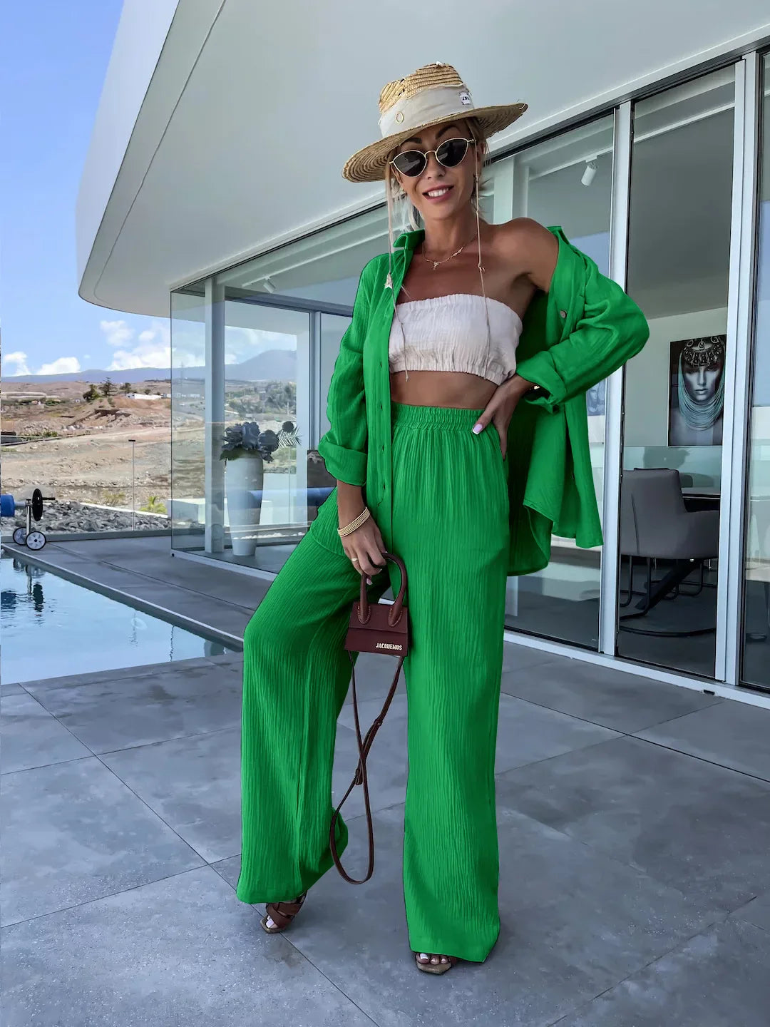 Solid Color Casual Loose Pants Sets For Women 2024 Elegant Autumn Women's Two Pieces Suit Full Trouser Set Female Outfit Clothes BK534-2