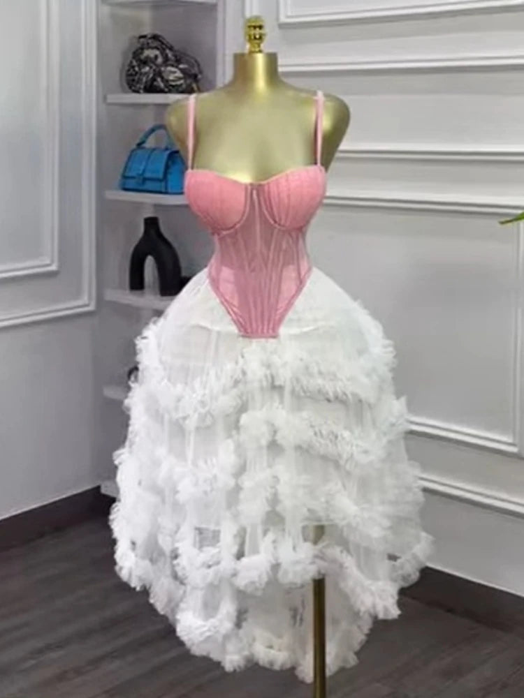 CM.YAYA Women's Dress Set Tunic Irregular Crop Top and Irregular Ball Gown Maxi Long Skirt Suit 2025 Two 2 Piece Set Outfits