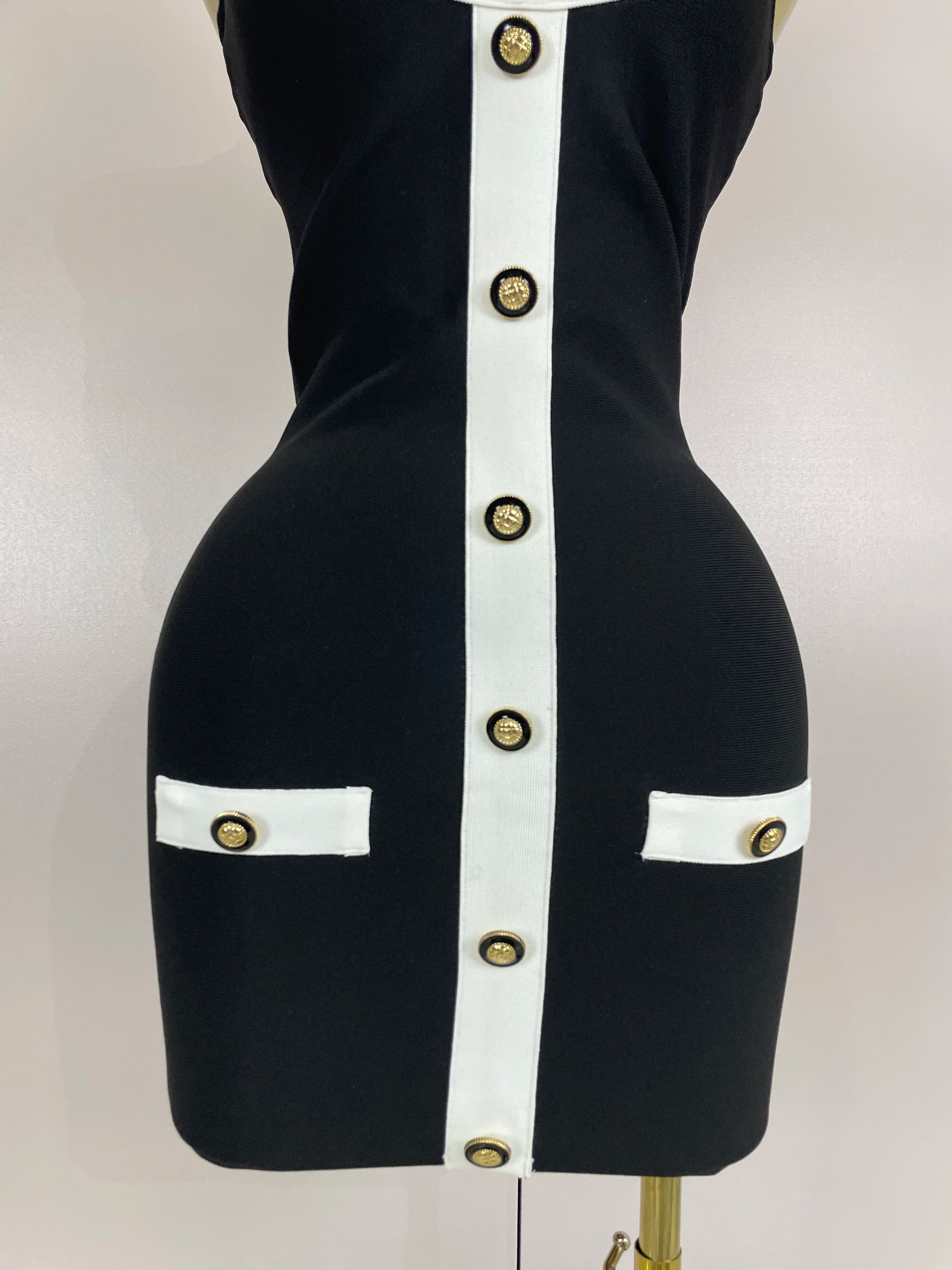 Sexy Backless Halter Button Bodycon Black Mini Bandage Dress 2025 Women Celebrity Elegant Evening Club Party Outfit