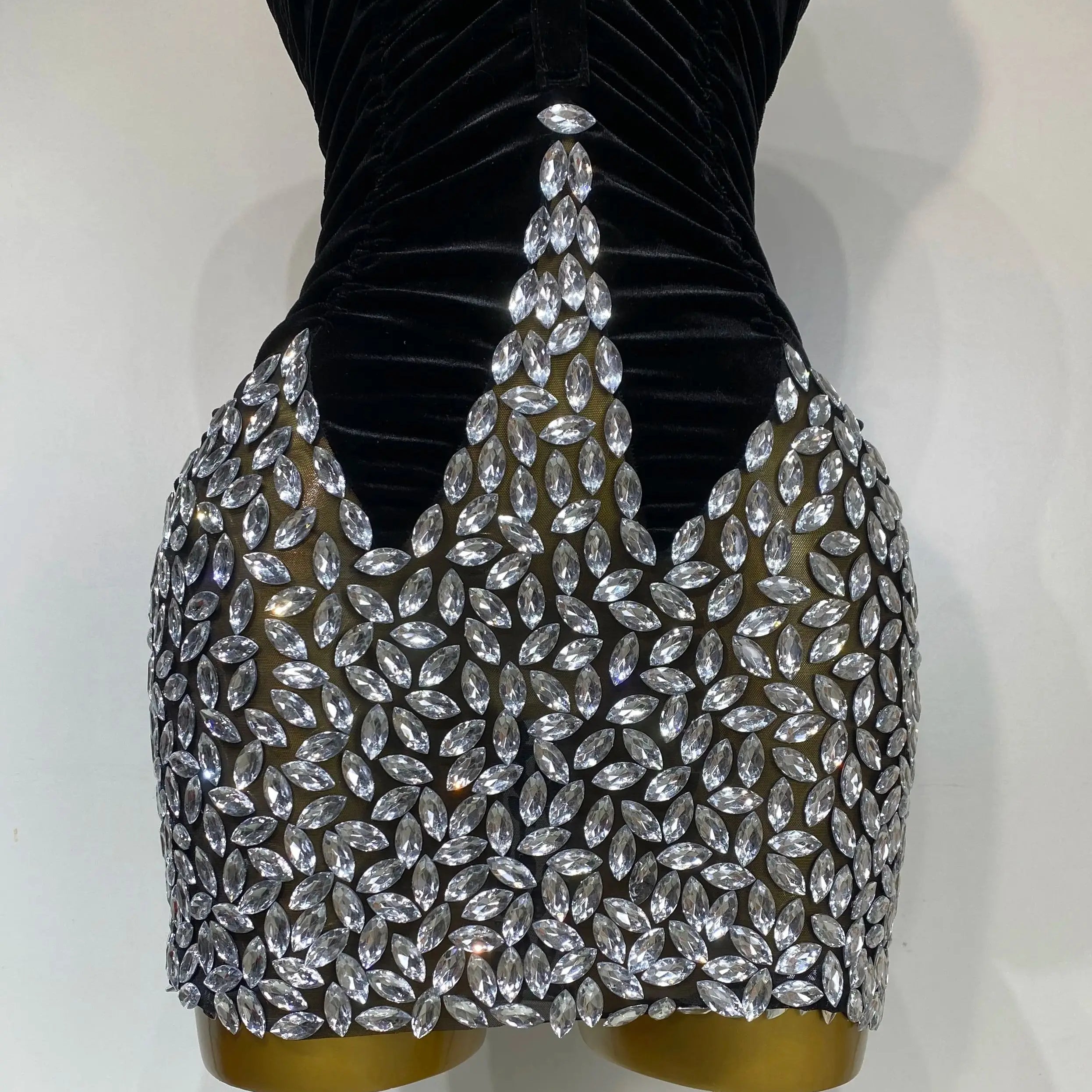 Women Sexy Bodycon Mini Dress Nightclub Elegant Evening Party Birthday Dress 2025 Celebrity Singer Shining Diamond Stage Costume