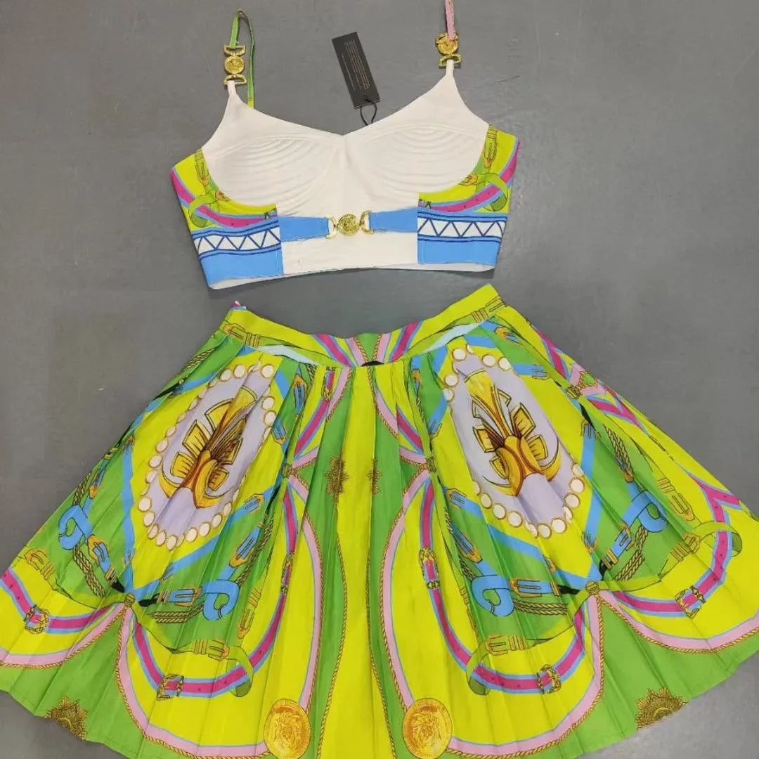 Ladies Fashion Shirt 3D Printing Corset Sexy Suspenders Womens Vest y2k Clothes New High Quality Plunge+Bustier 2 Pcs Set 6