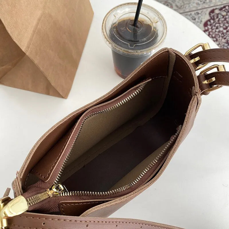 Vintage Women's Shoulder Bag Fashion Solidr Casual Outdoor Bag Handbags Zipper Crossbody Small Shoulder Bag