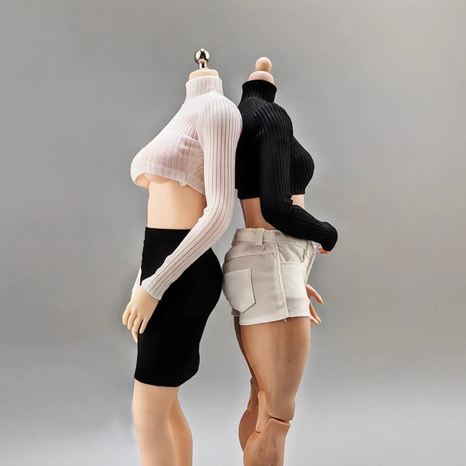 1:6 Scale Womans Crop Tops Turtleneck Thin Sweater Action Figure Clothes for 12'' Female Action Figure Dress up Accessories