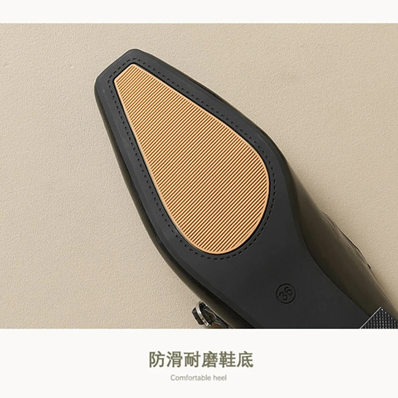 spring women's outerwear shoes Square toe design Mary Jane shoes Ladies casual high heels Work boat shoes Large sizes 41-43