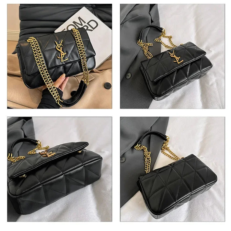 25Luxury Fashion Women's Chain Handbag PU Leather Girls Shoulder Messenger Bag Brand lightweight Commuting Bag Tassel Square Bag