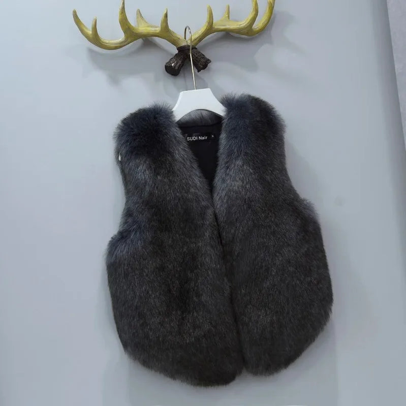 Women's Plush Vest Winter Fall Fur Waistcoat Comfortable Soft Sleeveless Sherpa Jacket Fashion Sexy Shealing Gilet