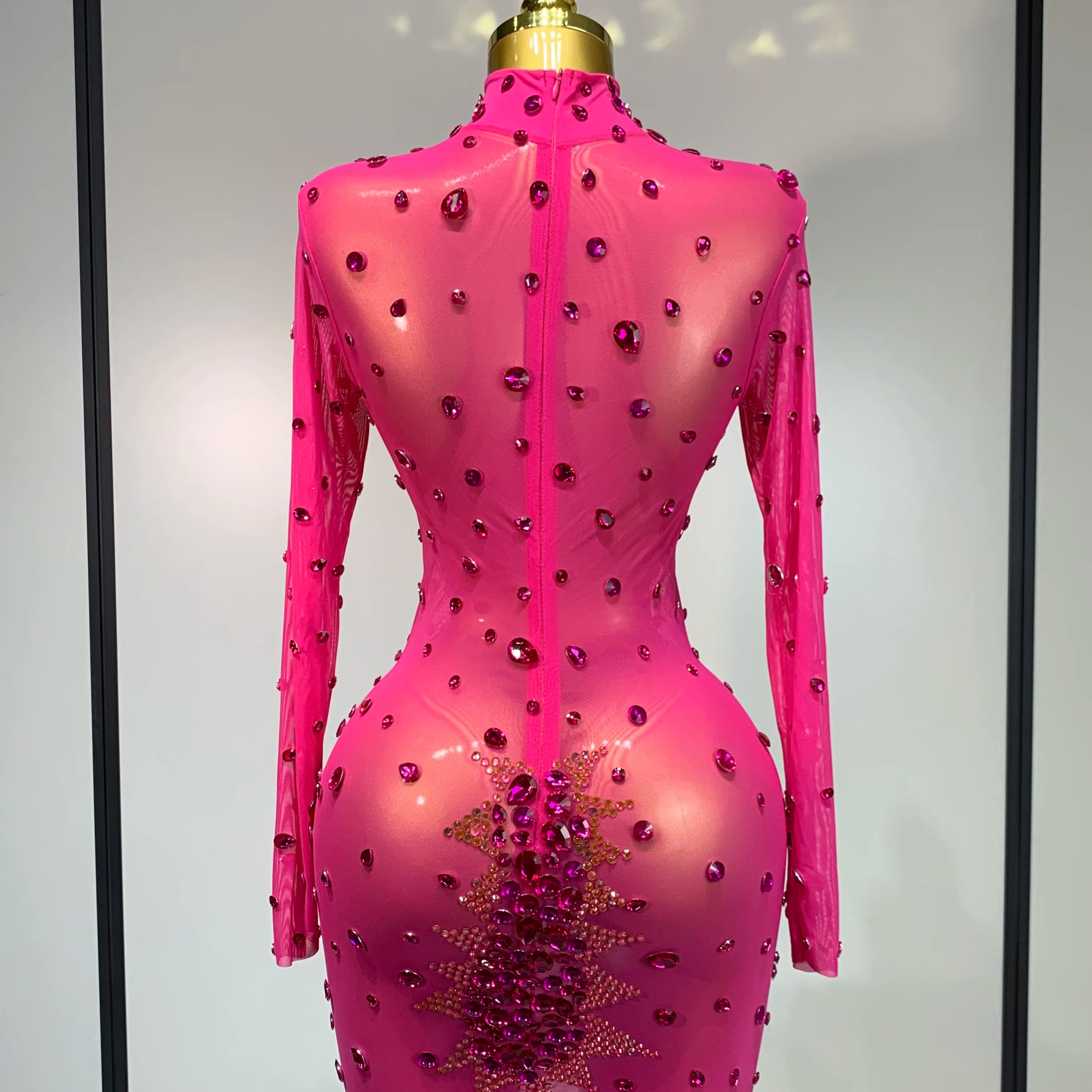 High Quality Sparkly Rhinestone Sexy Bodycon Dress 2025 New Fashion Nightclub Stage Outfit Luxury Birthday Party Dresses