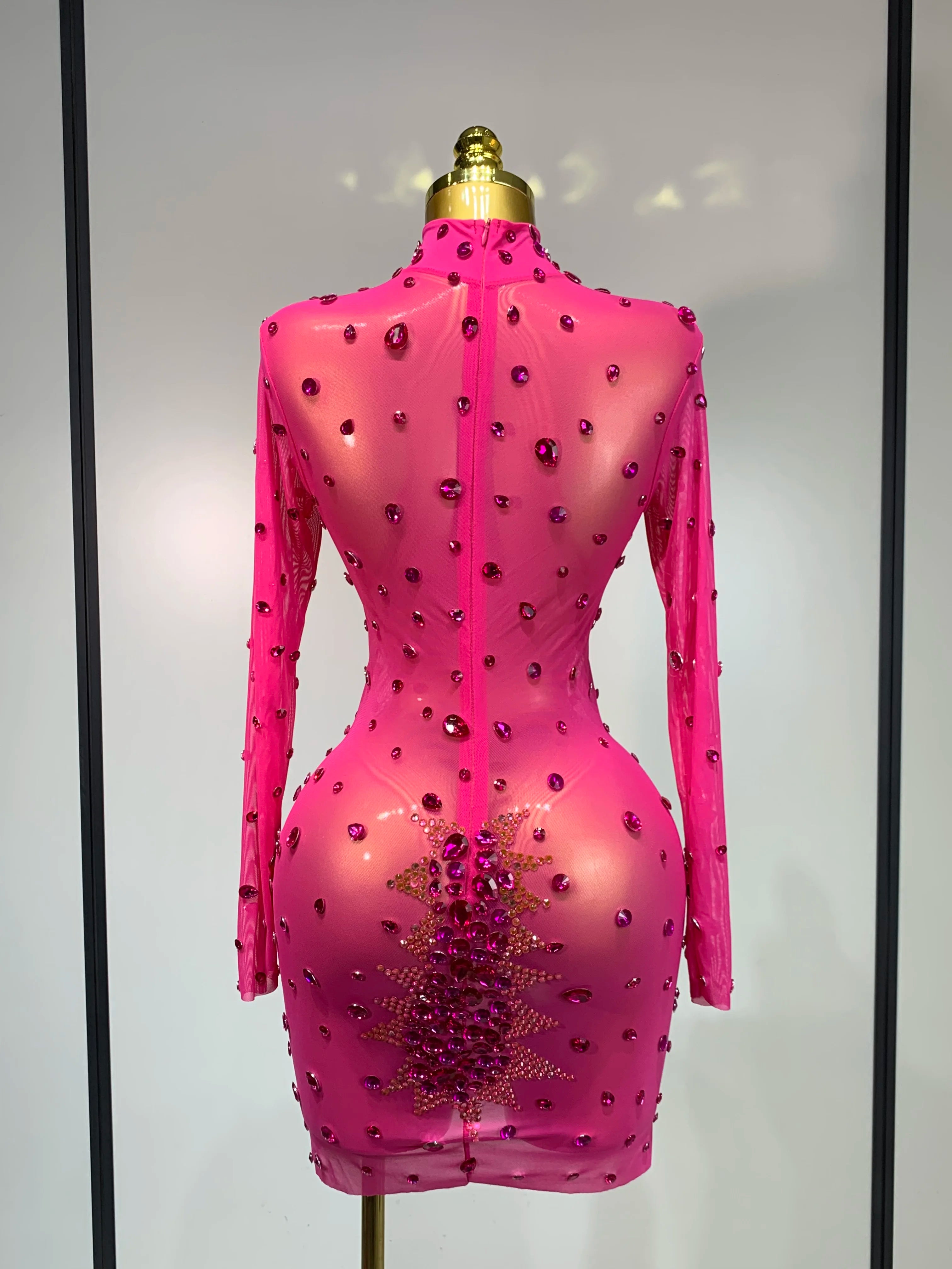 High Quality Sparkly Rhinestone Sexy Bodycon Dress 2025 New Fashion Nightclub Stage Outfit Luxury Birthday Party Dresses