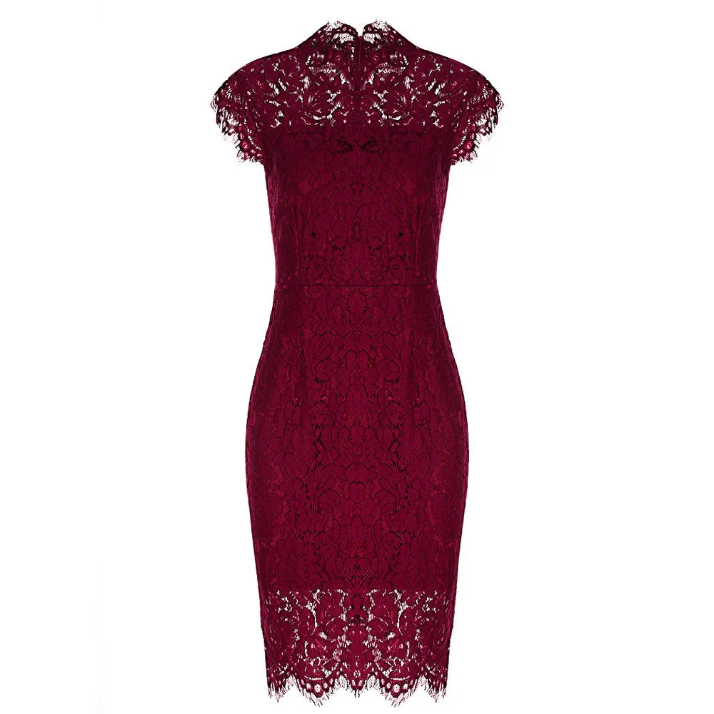 lace slim bag hip sexy dress woman Burgundy